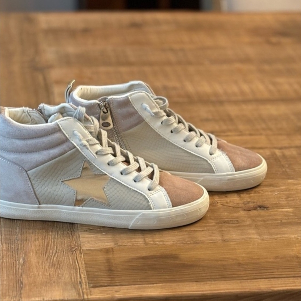 Vintage Havana Cream and Blush High-Top Sneakers